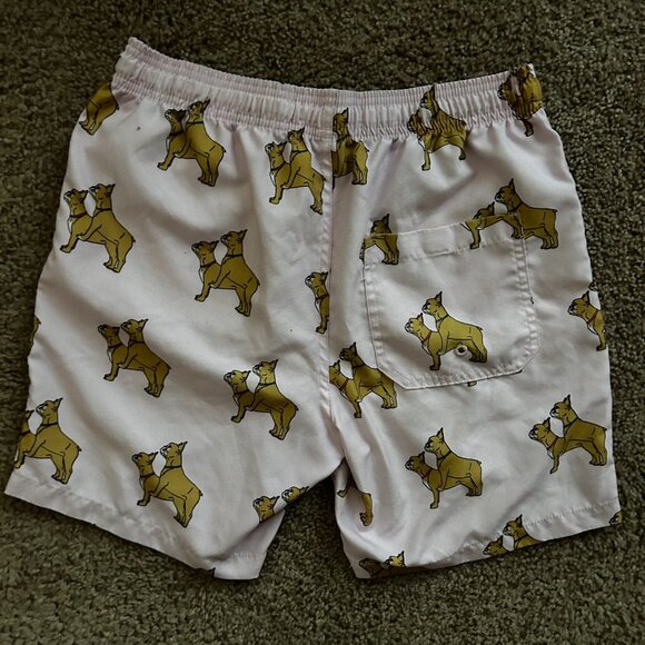 AMBSN Light Pink Bulldog Print Drawstring Shorts Size Small - Picture 2 of 9